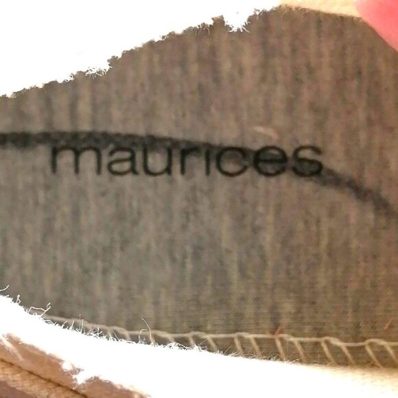 Maurices Womens Sneaker Beige Canvas Lace Up Walking Shoe Platform Round Toe 9 - Picture 8 of 9